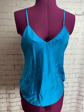 Victorias Secret gold label bright blue silk camisole size medium